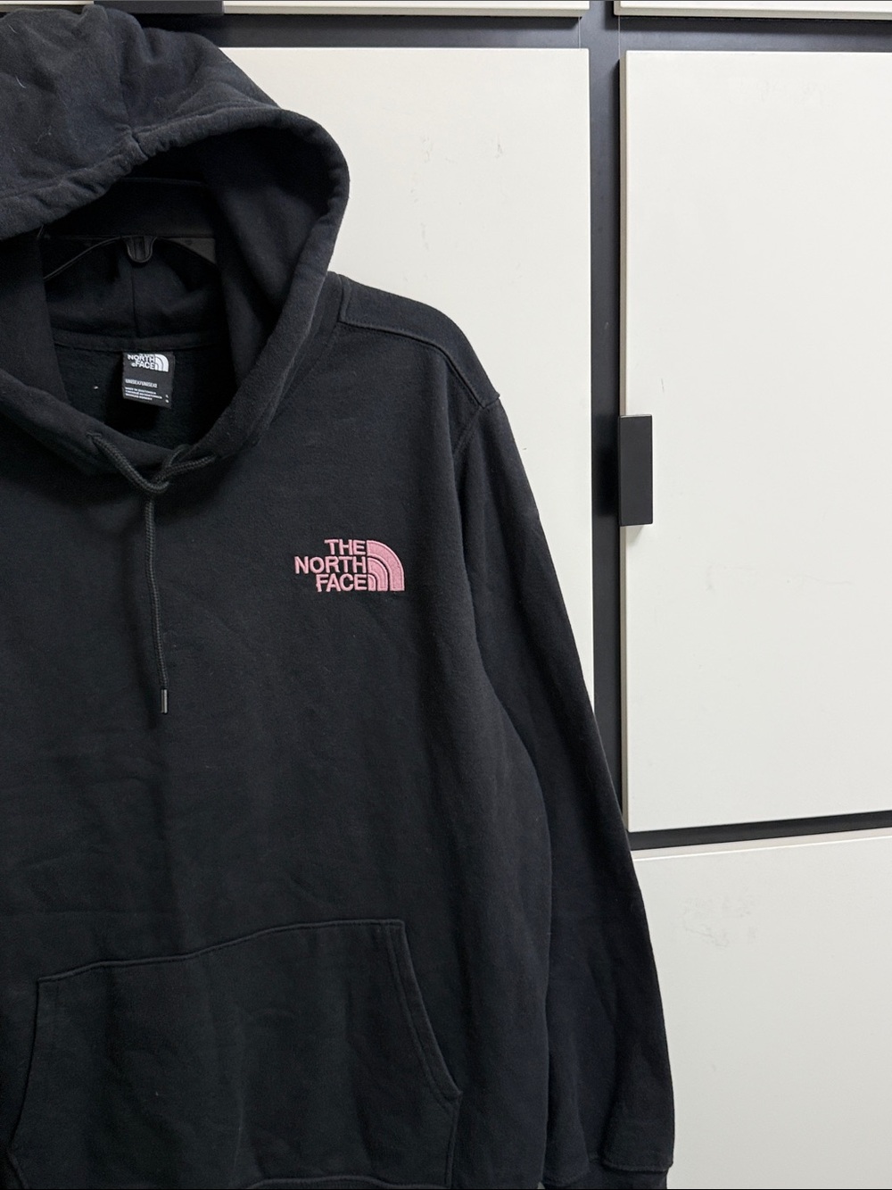 The North Face Black Hoodie with Pink Chest Logo - Picture 4 of 5